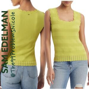 Sam Edelman Azariah Pointelle Square Neck Knit Tank